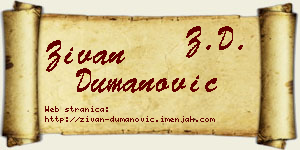 Živan Dumanović vizit kartica